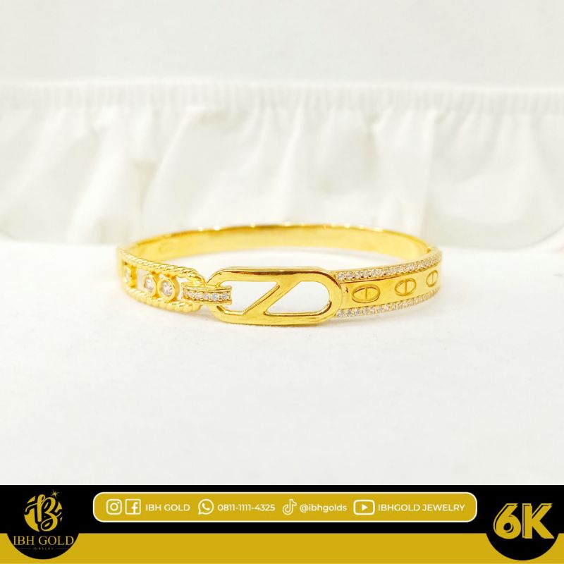 GELANG EMAS MUDA MODEL BARU OVAL CATOK MATA KADAR 6K