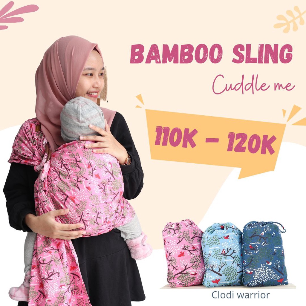 Cuddle Me Bamboo Ring Sling Polos motif Gendongan Bayi Samping Multifungsi bisa dipakai newborn support M shape