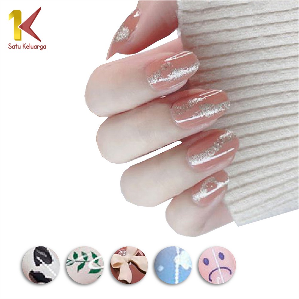 Satu Keluarga Kuku Palsu Motif Wanita Korea K80 Nail Art Hiasan Kuku Palsu / Sticker Kuku Anti Air C