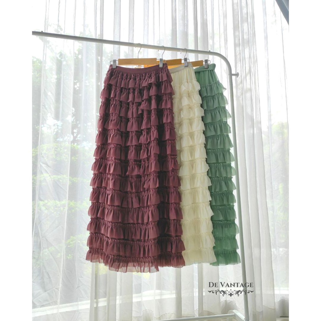 Rok Layer Panjang / Rok Tingkat Polos / Plain Layered Skirt