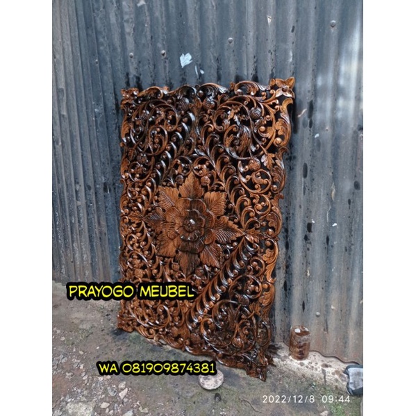 panel hiasan dinding ukir kayu jati ukiran bali antik vintage retro kuno