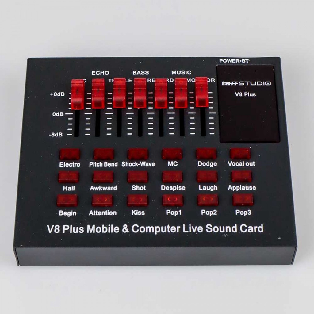 TaffSTUDIO Soundcard V8 Plus Mixer Bluetooth USB External Audio