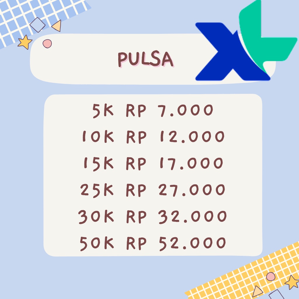 PULSA 5000 10000 15000 25000 30000 50000 XL MURAH