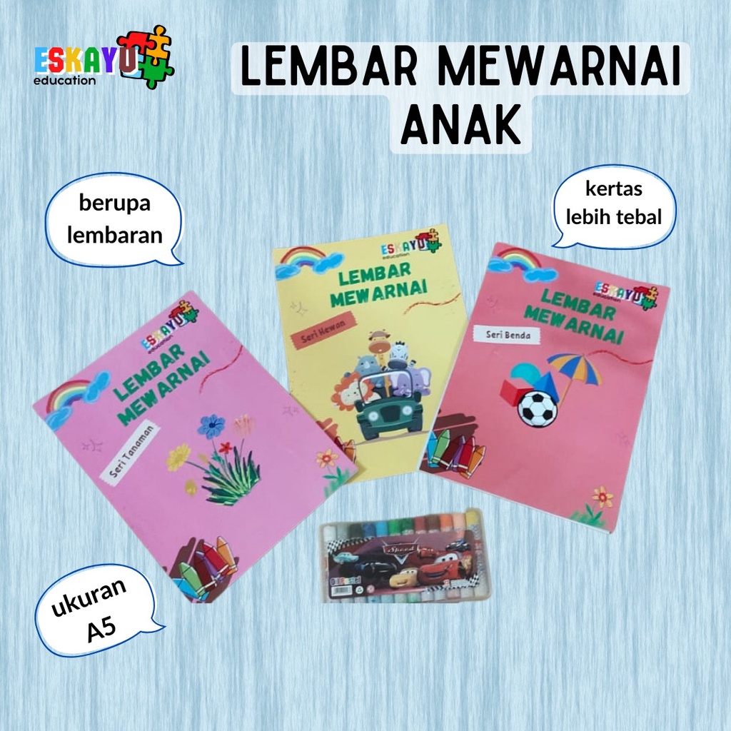 Eskayu education - LEMBAR MEWARNAI BALITA PAUD TK BUKU MEWARNAI MURAH LENGKAP CRAYON MURAH