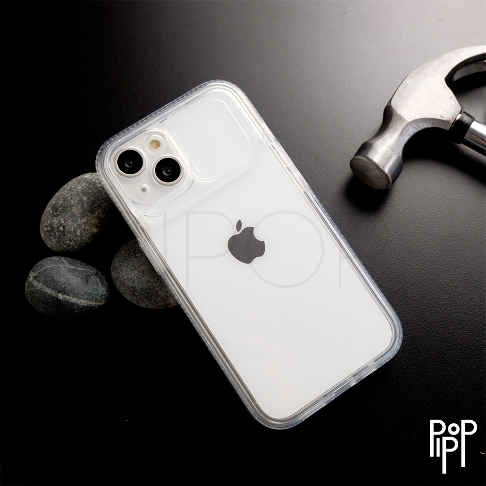 2in1 Anti Bump Slide - Softcase Transparent High Quality Tebal - Case for iPhone 7 8 SE2020 7+ 8+ X 