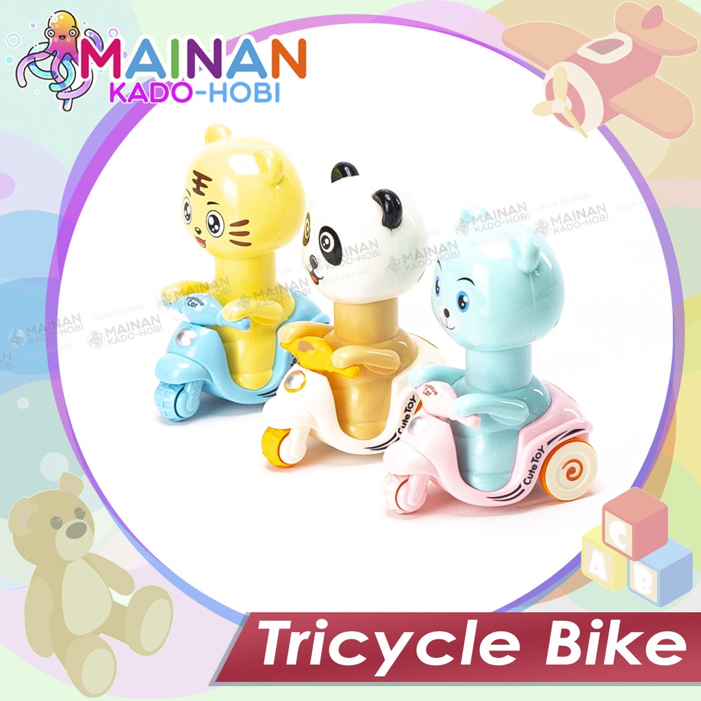 MAINAN ANAK KARAKTER ANIMAL PRESSURE CAR MOTOR VESPA RODA 3