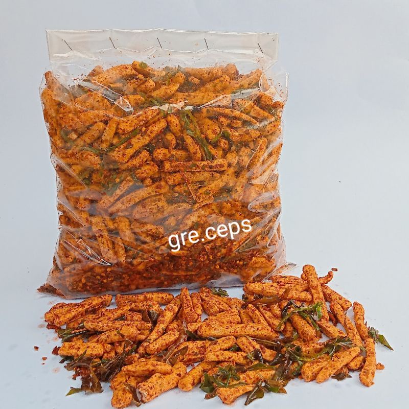 

Basreng Pedas Gurih Kriuk Daun Jeruk Kemasan 1kg