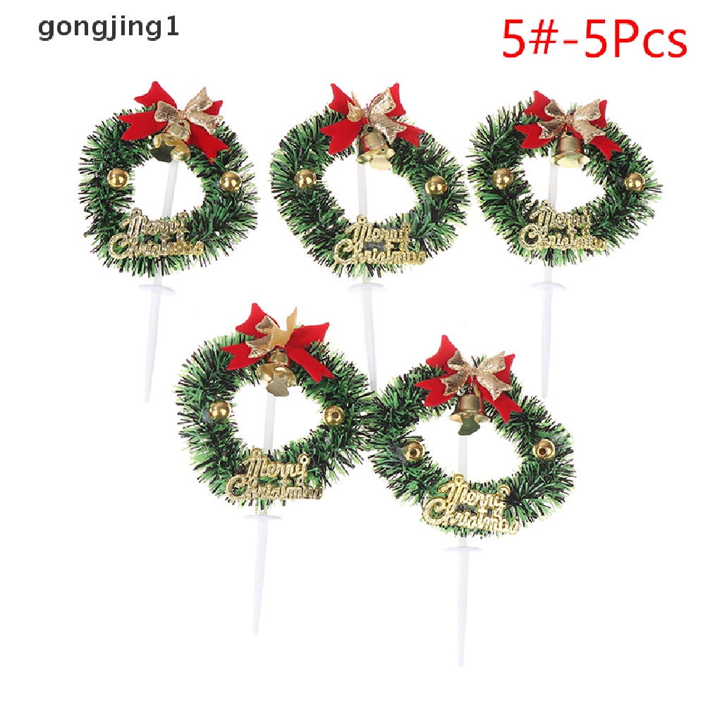 Ggg 5Pcs Natal Buah Garpu Daun Xms Pohon Dekor Kue Plugin Party Decor ID