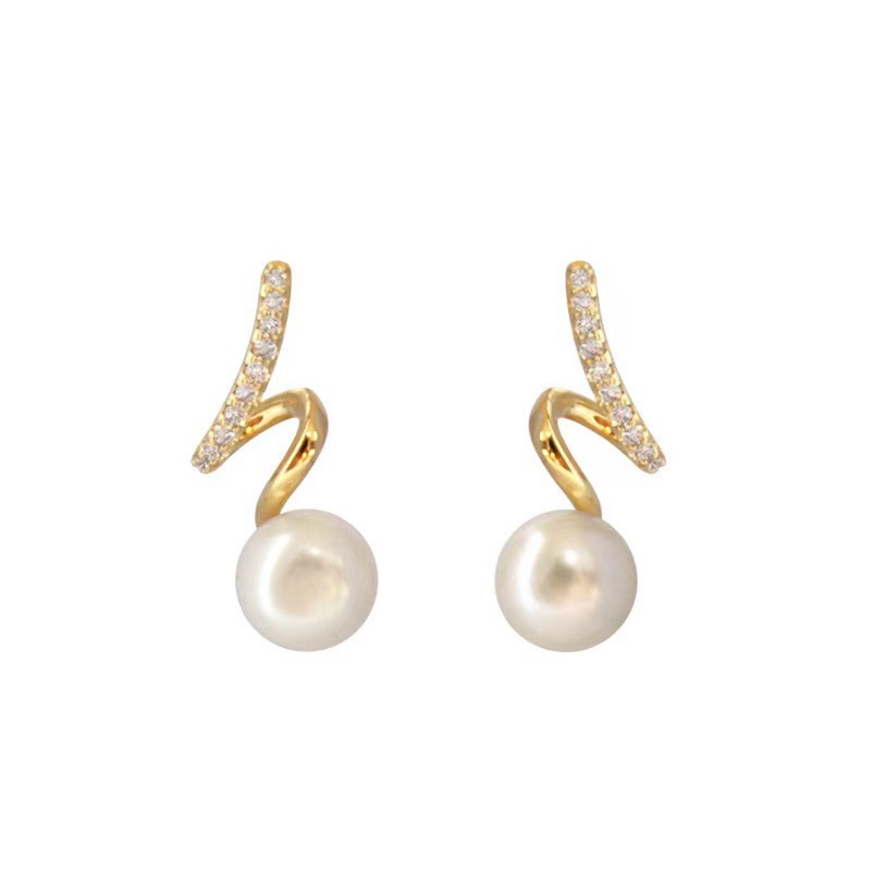 Korea Mewah Tidak Teratur Mutiara Anting INS Gaya S925 Perak Jarum Anting Wanita
