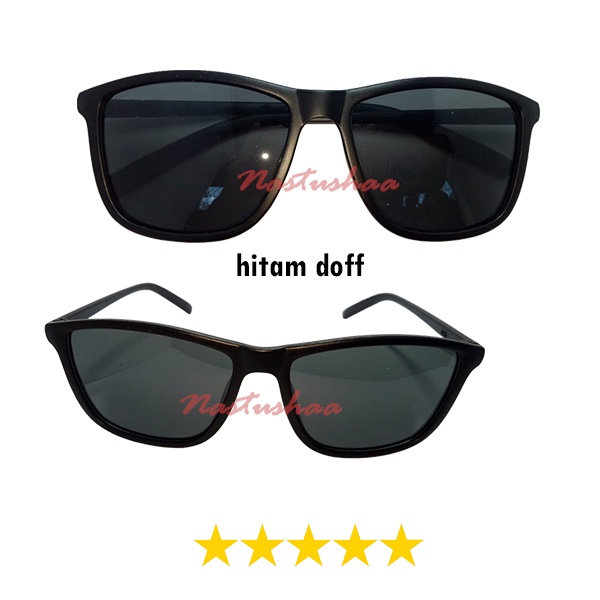 Kacamata Hitam Gaya Bingkai Kotak Hitam Doff Lensa Anti UV Protection Kacamata Fashion Pria Wanita NOCASE