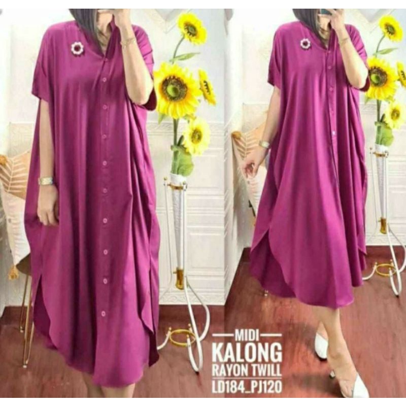 Dress Rayon Wanita Dewasa Polos Lengan Pendek Ruffle Kekinian