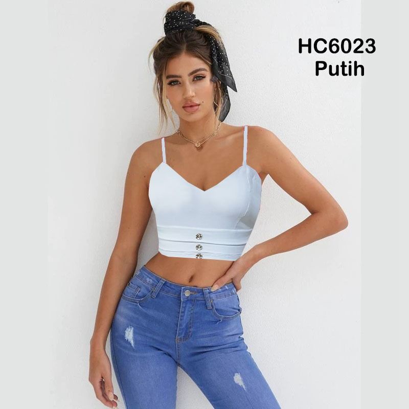 HC6023 Atasan Cotton Stretch Premium + Cup Bra / Atasan Tank Top / Atasan Blouse / Atasan Crop Top