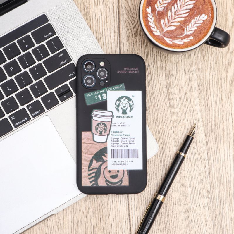 Soft Case For Iphone 6 7 8 PLUS X XR XS 11 12 MINI PROMAX Casing Square Edge Starbucks