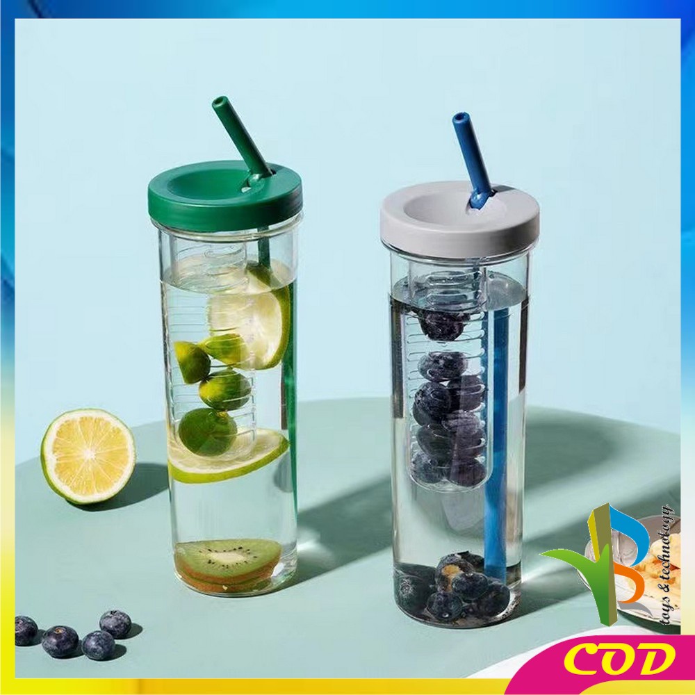 RB-C476 Botol Minum Transparan 700ML Portable Dengan Sedotan / Tempat Jus Tumbler Travel Korean Style BPA FREE