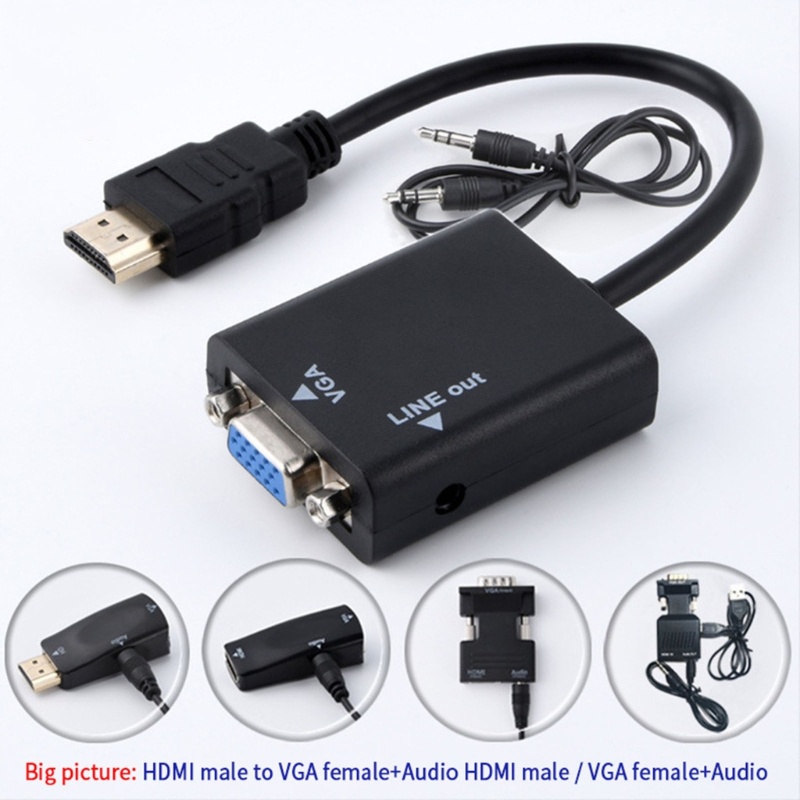 Zzz to VGA Adapter Male to Female Set-top Box to Projector Display Converter Splitter Dengan Jack 3.5mm