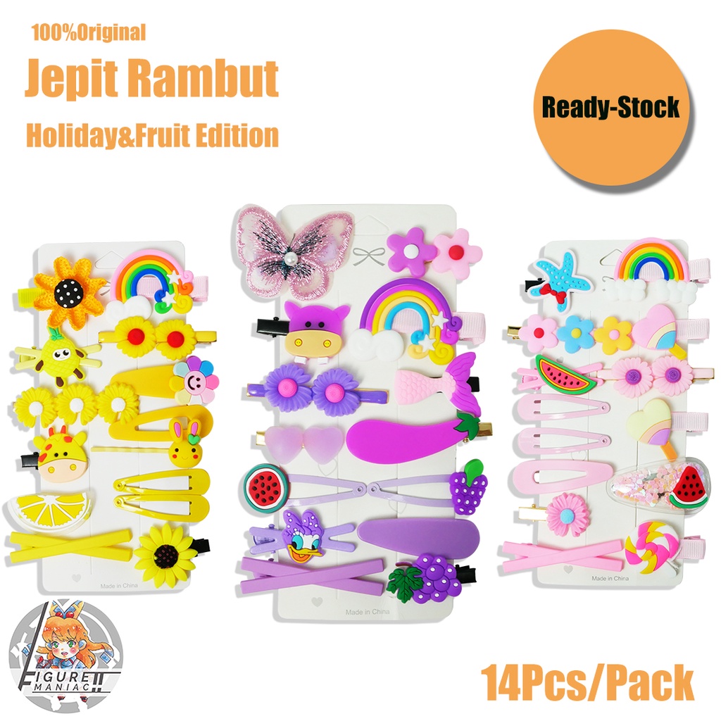 Aksesoris Rambut - Colorful Flower Set isi 14 Pcs Premium Import Edition