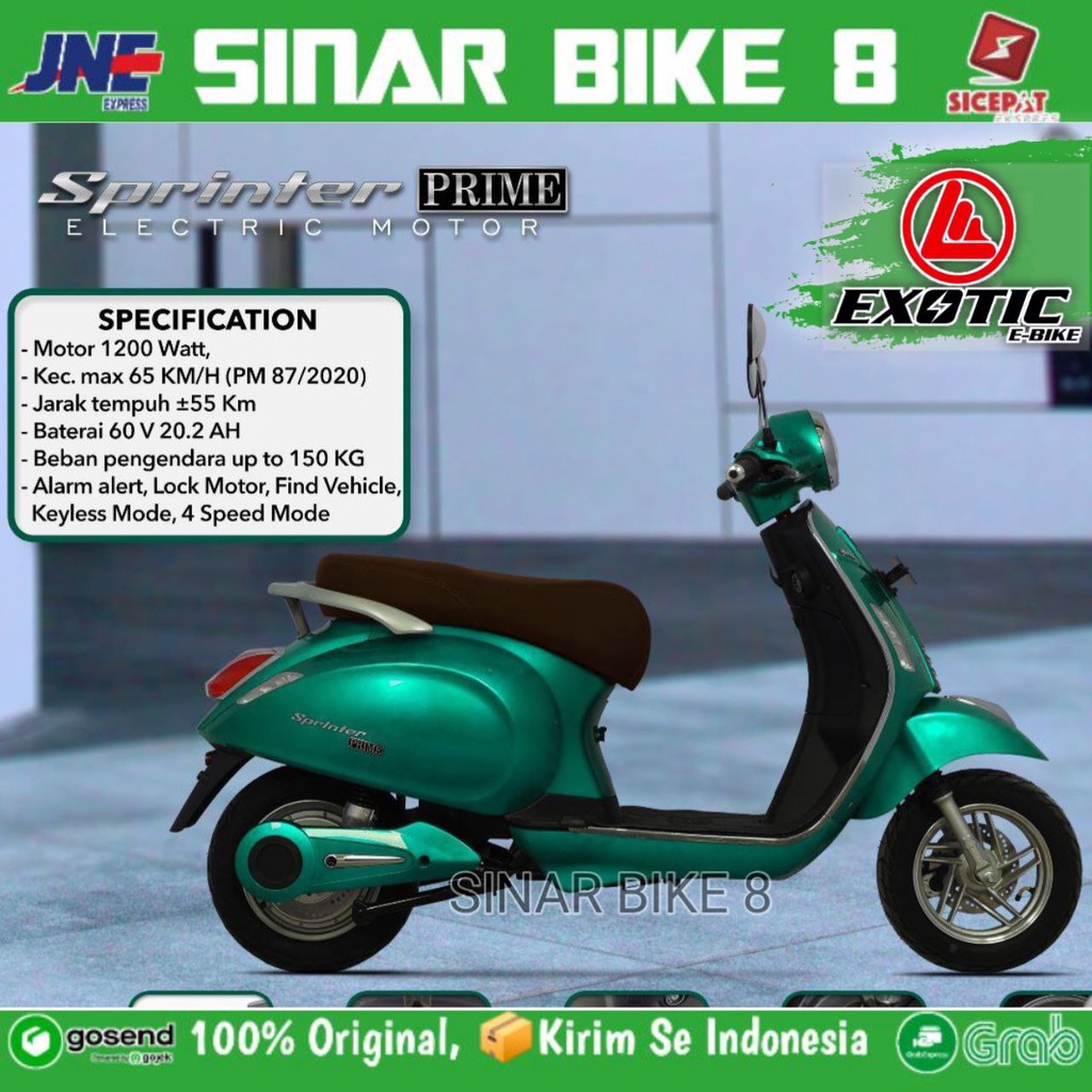 Sepeda Motor Listrik Uwinfly T5 2000 Watt dan EXOTIC SPRINTER PRIME 1200 Watt Model Vespa