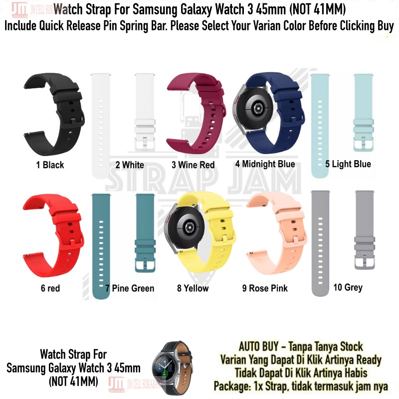 PWK Tali Jam Tangan Samsung Galaxy Watch 3 45mm - Strap 22mm Silikon Rubber Lentur Nyaman