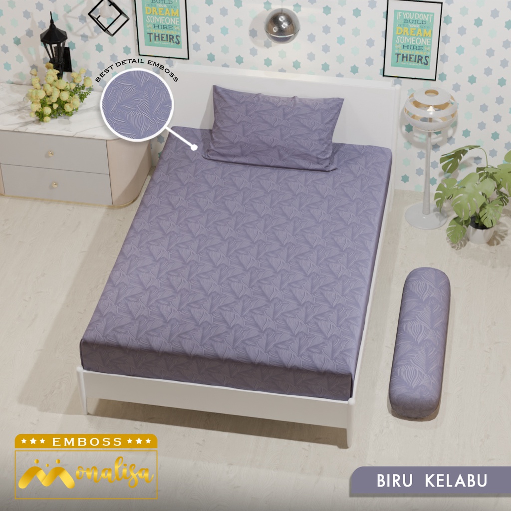 Monalisa Emboss Sprei Uk 90/100/120 - Biru Kelabu