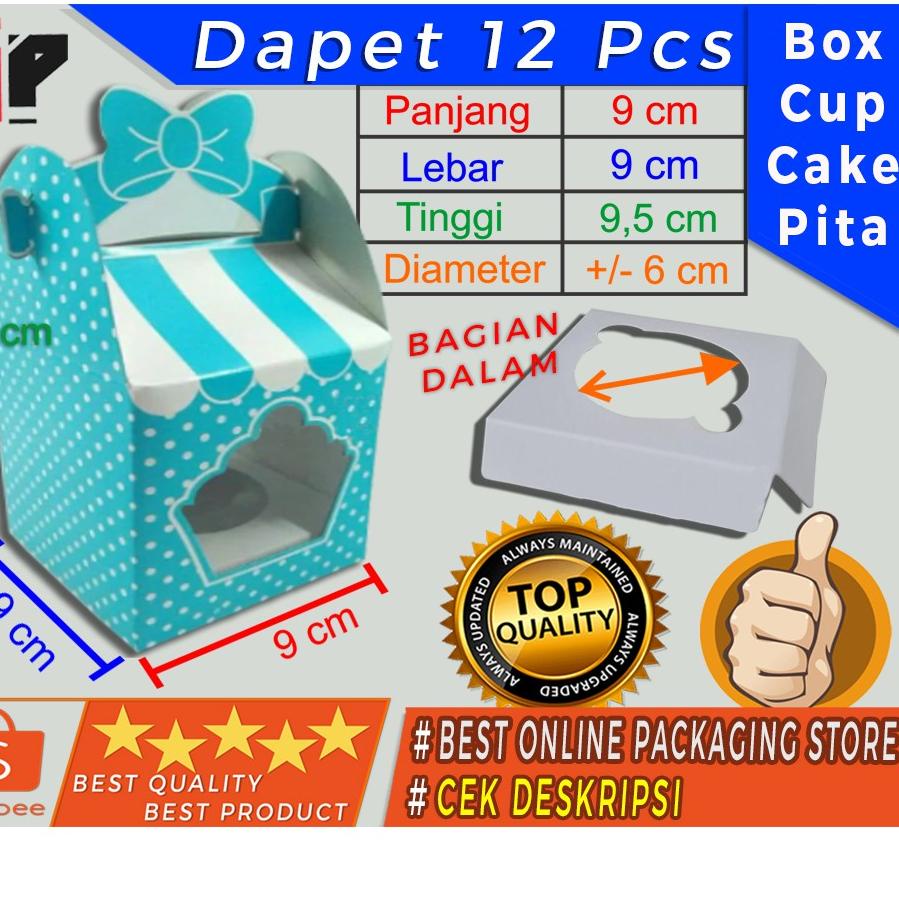 Serba Terbaru DUS PITA / BOX PITA / DUS CUPCAKE PITA ( BIRU ) TERMURAH isi 12bh