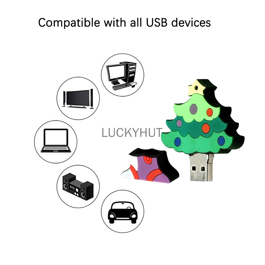 Flashdisk Kartun Natal 8GB 16GB 32GB 64GB 128GB Cocok Untuk Hadiah-Beri Pohon Natal 1TB 2TB Flashdisk USB Lucu Canggih