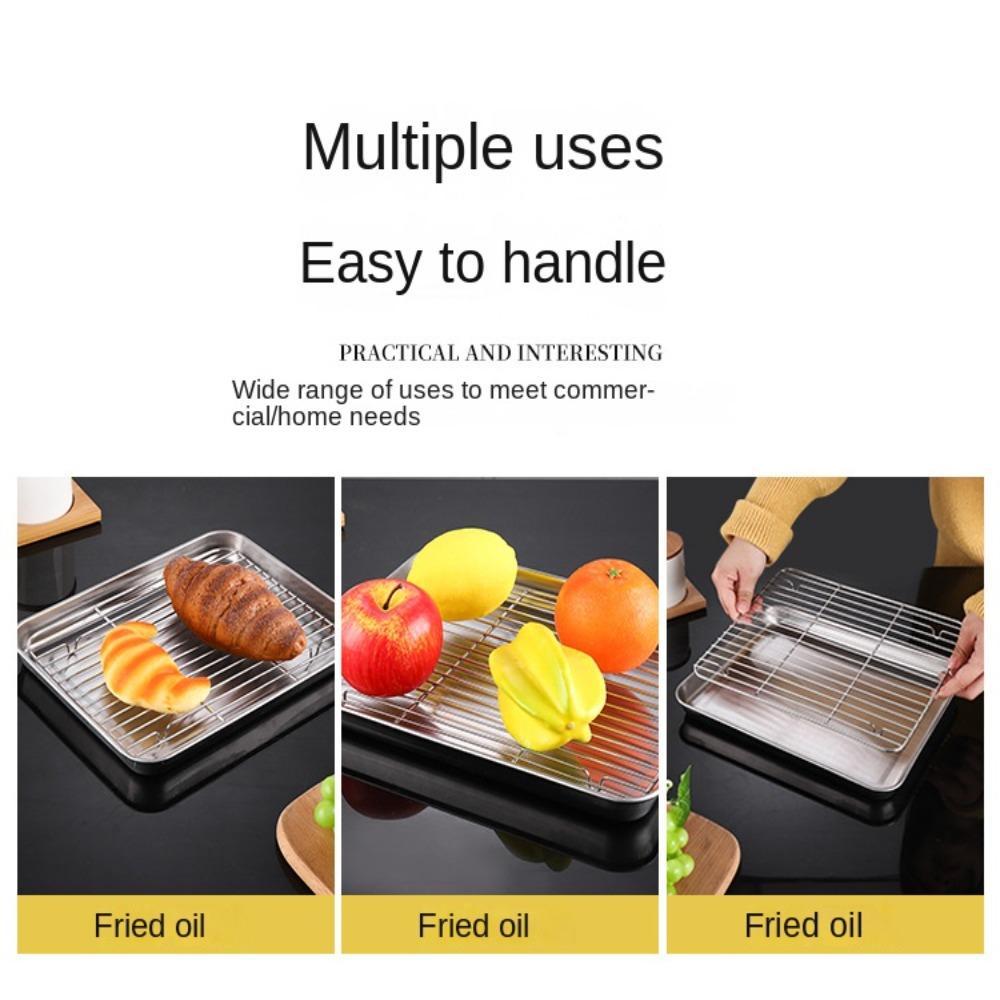 Solighter Food Storage Tray Nampan Kosmetik Serba Serbi Desktop Storage Baking Pan Persegi Panjang Piring Saji Peralatan Dapur Rak Bumbu BBQ Grid Kukus