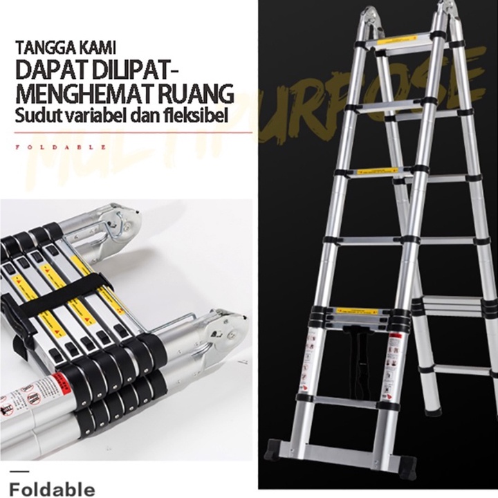 Multifungsi Dengan Teknik Tangga Lipat / Tangga Teleskopik Portabel Rumah Tangga 3.2Meter