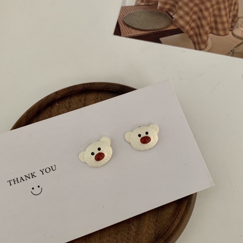 Candy Jewelry Cute Bear Earring Fashion Korean Stud Earrings for Women and Girls S925 Silver Needle