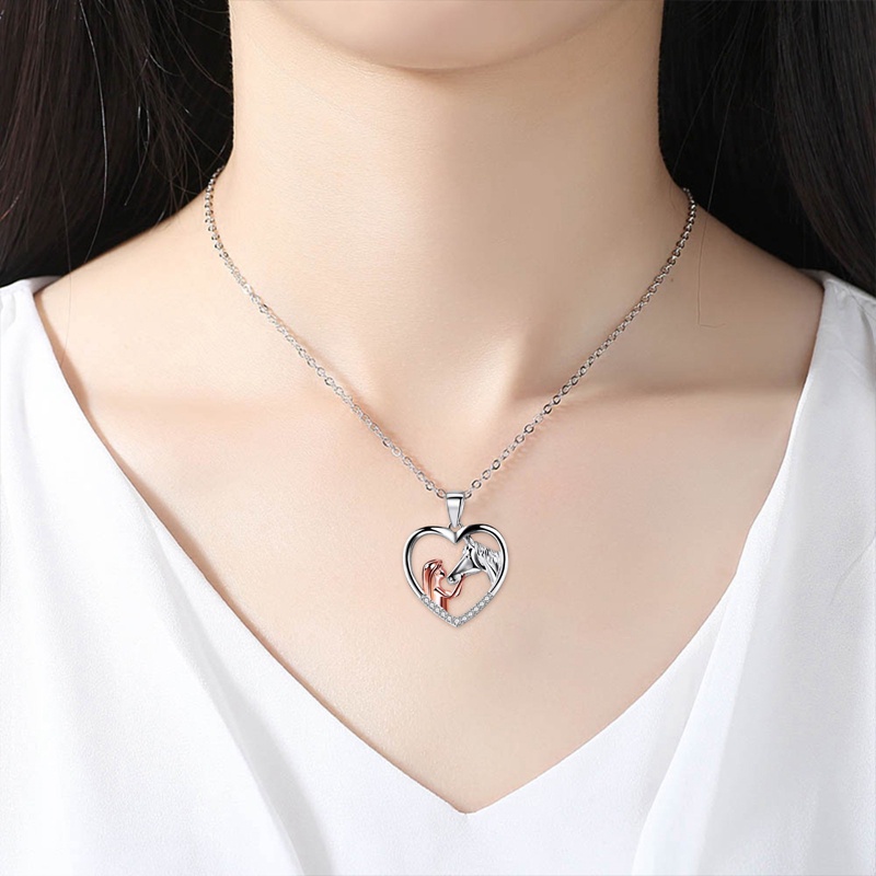 Kalung Liontin Kuda Sterling Silver Gadis Dengan Hadiah Kuda Untuk Wanita Perempuan