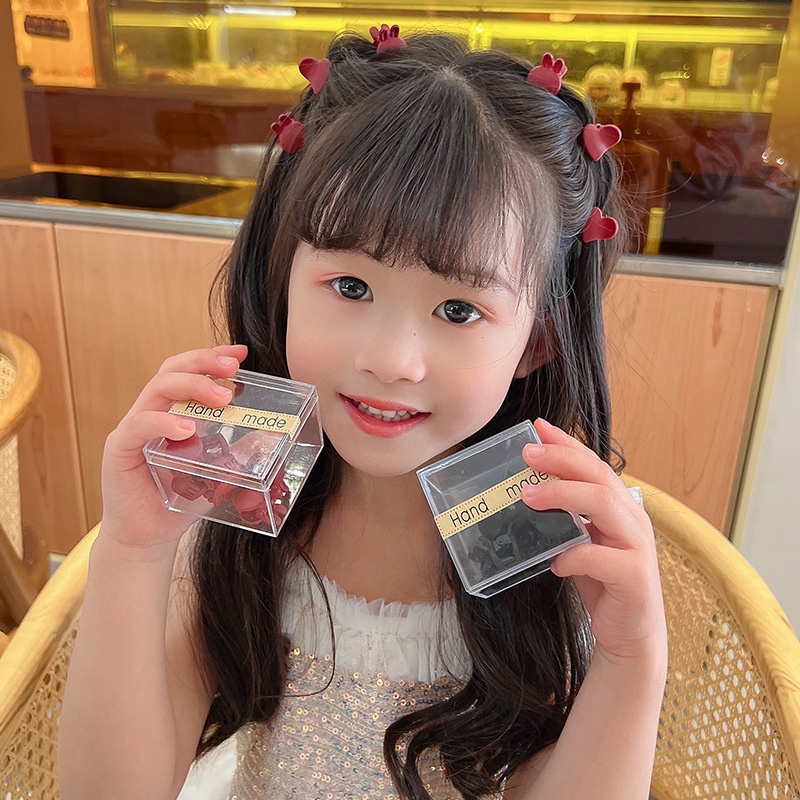 5 Pcs Retro Bunga Kecil Pesta Hiasan Kepala Akrilik Buram Rambut Pin Mini Cinta Ponytail Klip Manis Merah Kelinci Hiasan Kepala