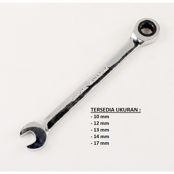 Kunci Ring Pas Ratchet Kombinasi Chrome Vanadium
