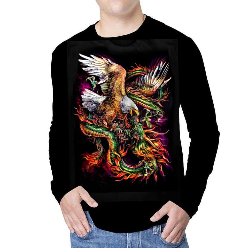 Kaos distro pria lengan panjang elang naga