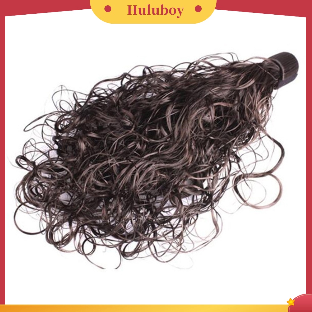 Wig Rambut Ekstensi Model Keriting Warna Solid Bahan Sintetis Untuk Wanita