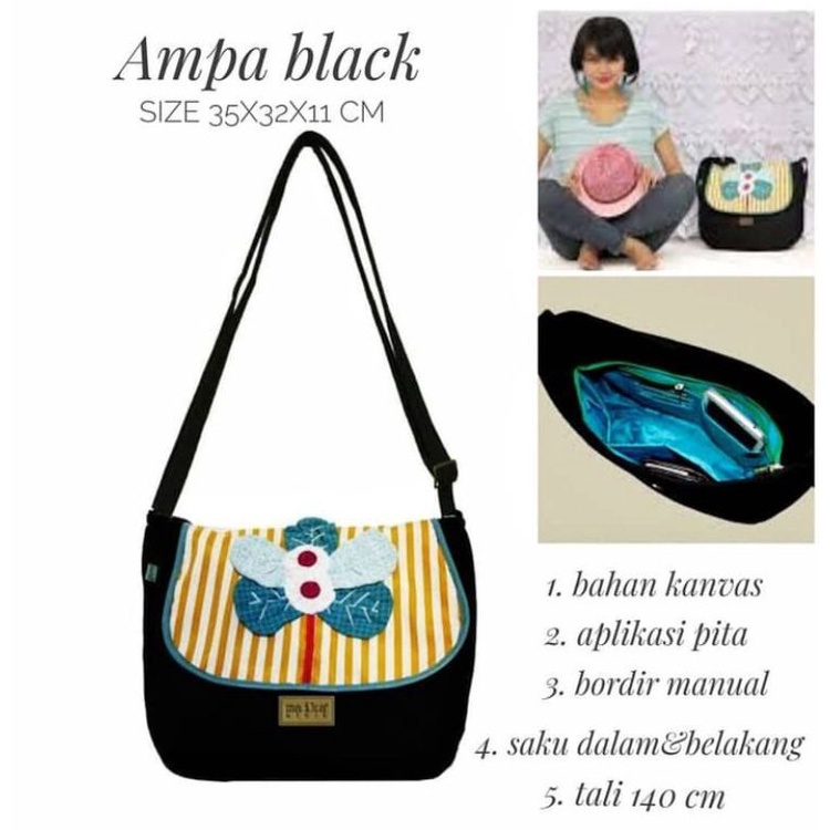 Maika AMPA BLACK Sling Bag Tas Handmade