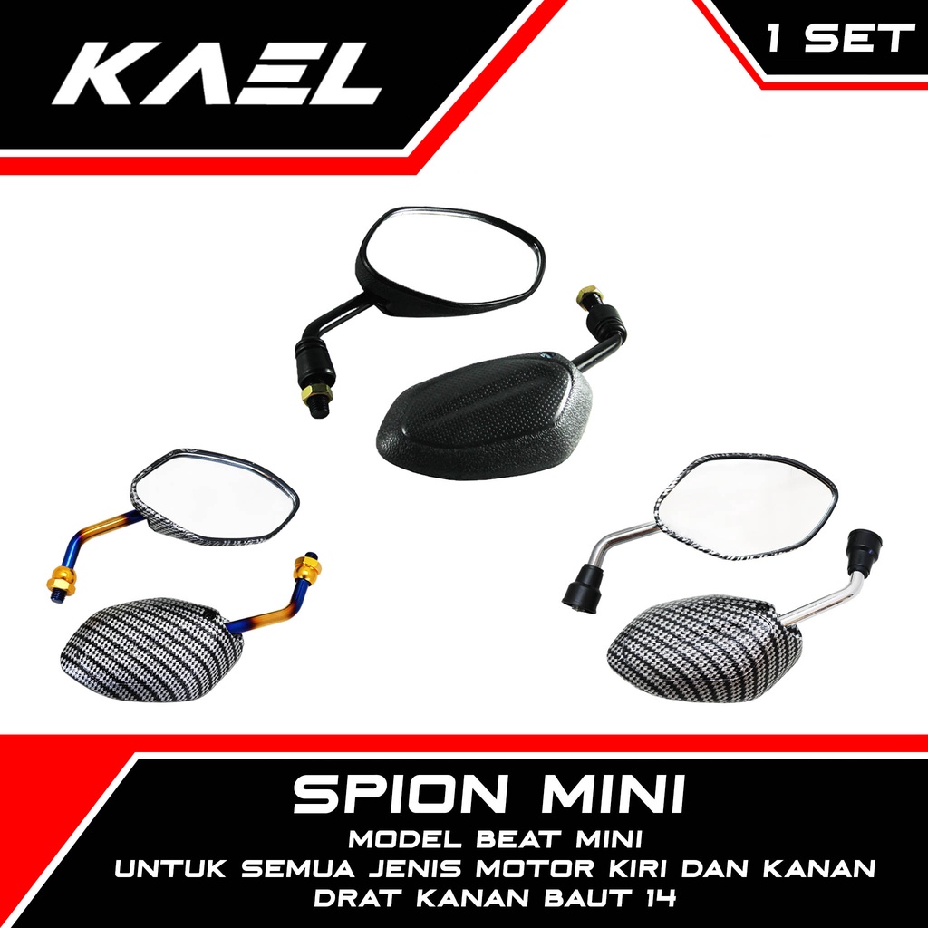 Spion Mini Honda Beat FI-Pop-Street-eSP/Vario 110-Techno 125/Supra X 125-Fit New/Revo-Absolute/Blade/Karisma /Grand/Spacy-FI/Scoopy Blue XX-Two-2 Tone-Bluexx Carbon-Karbon Kecil