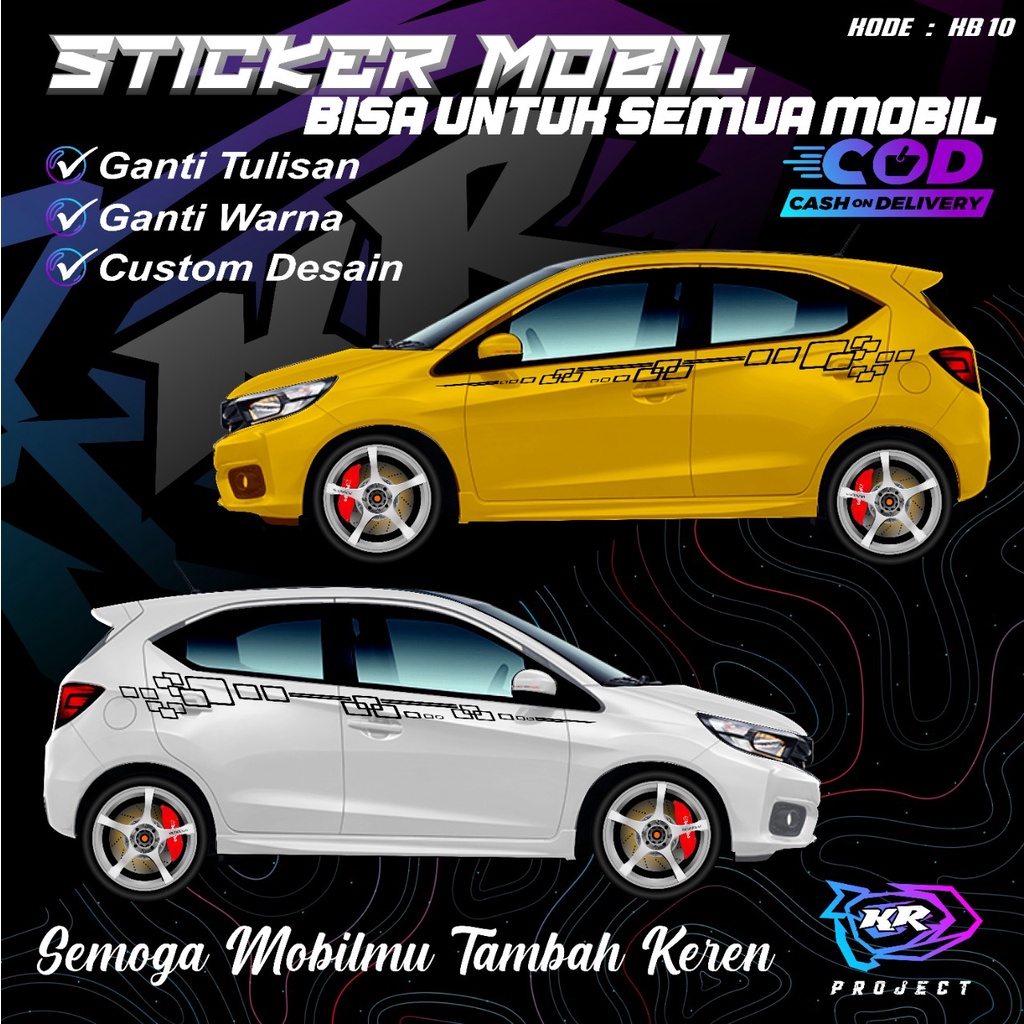STIKER VARIASI LIST BODY SAMPING MOBIL MOBIL HONDA ALL NEW BRIO CUTTING STIKER MOBIL AGYA AYLA JAZZ 
