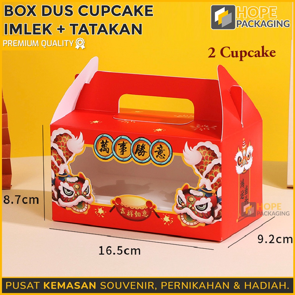 Box Imlek Tali Hampers 2 cupcake Best wishes ( Xin Hun Kuai Le ) Cookies / Gift Box Tenteng Hampers / Kotak Bingkisan