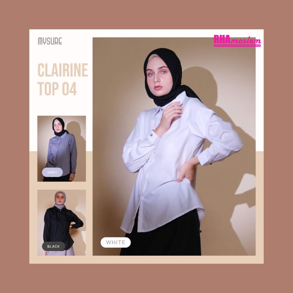 Baju Atasan Wanita Terbaru Warna Putih Hitam Polos Clairine Top 04 Mysure