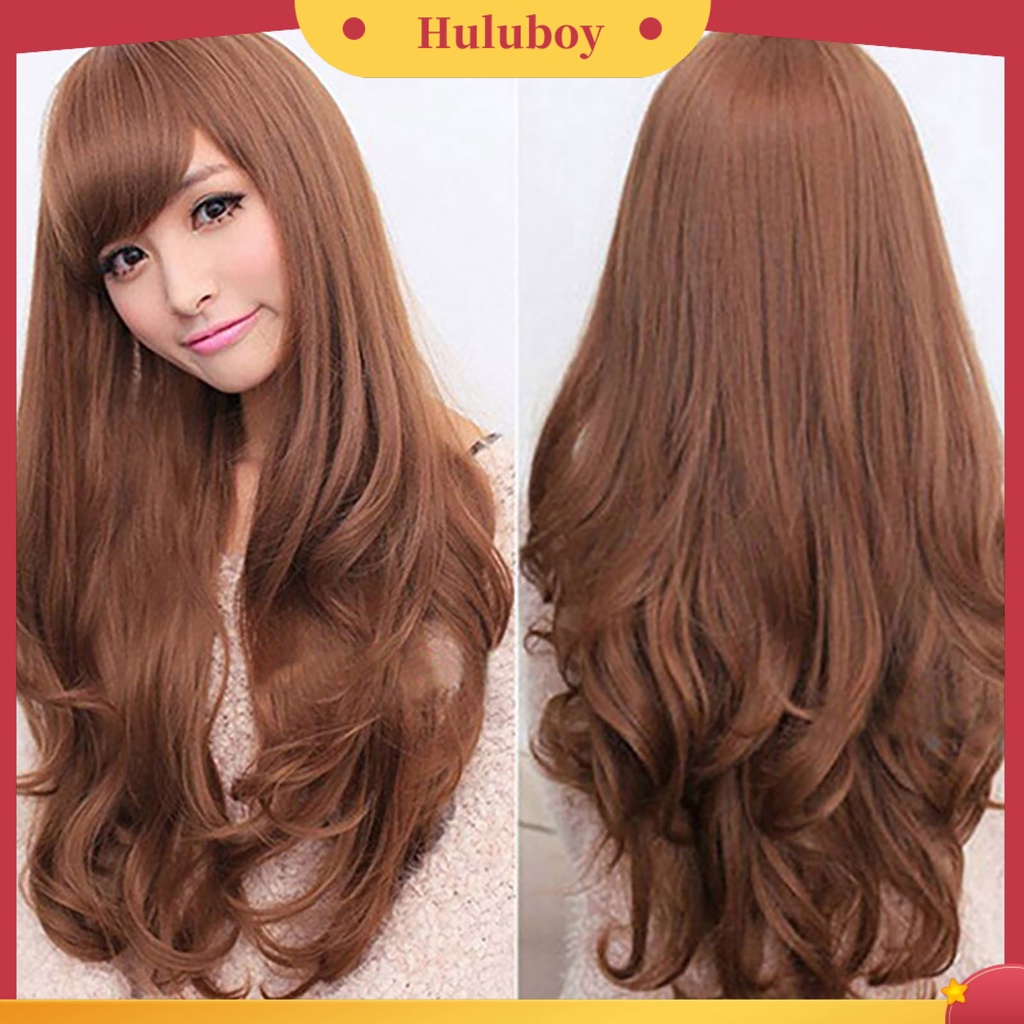 Rambut Palsu Wanita Model Panjang Keriting Gelombang Untuk Pesta Cosplay