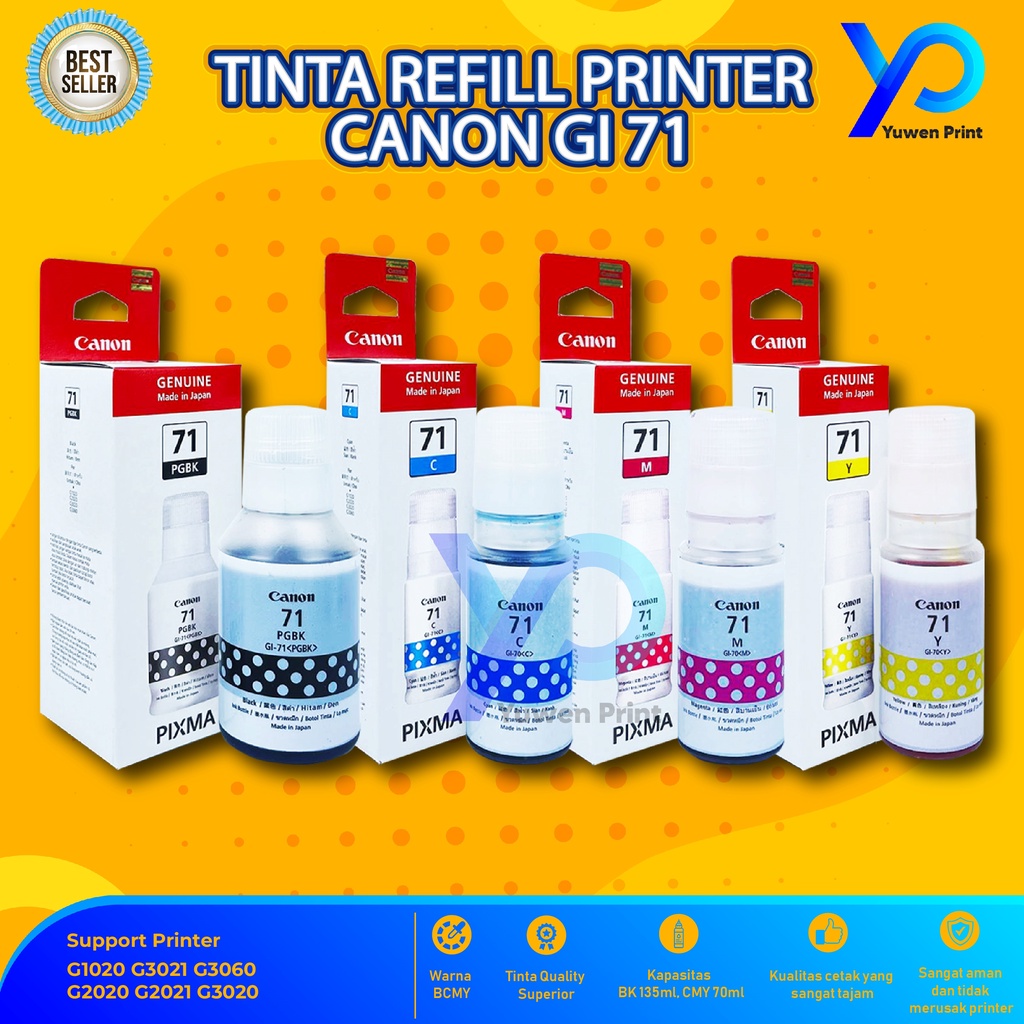 Tinta Canon Gi 71 For Printer G1020 G2020 G2021 G2060 G3020 G3021 G3060