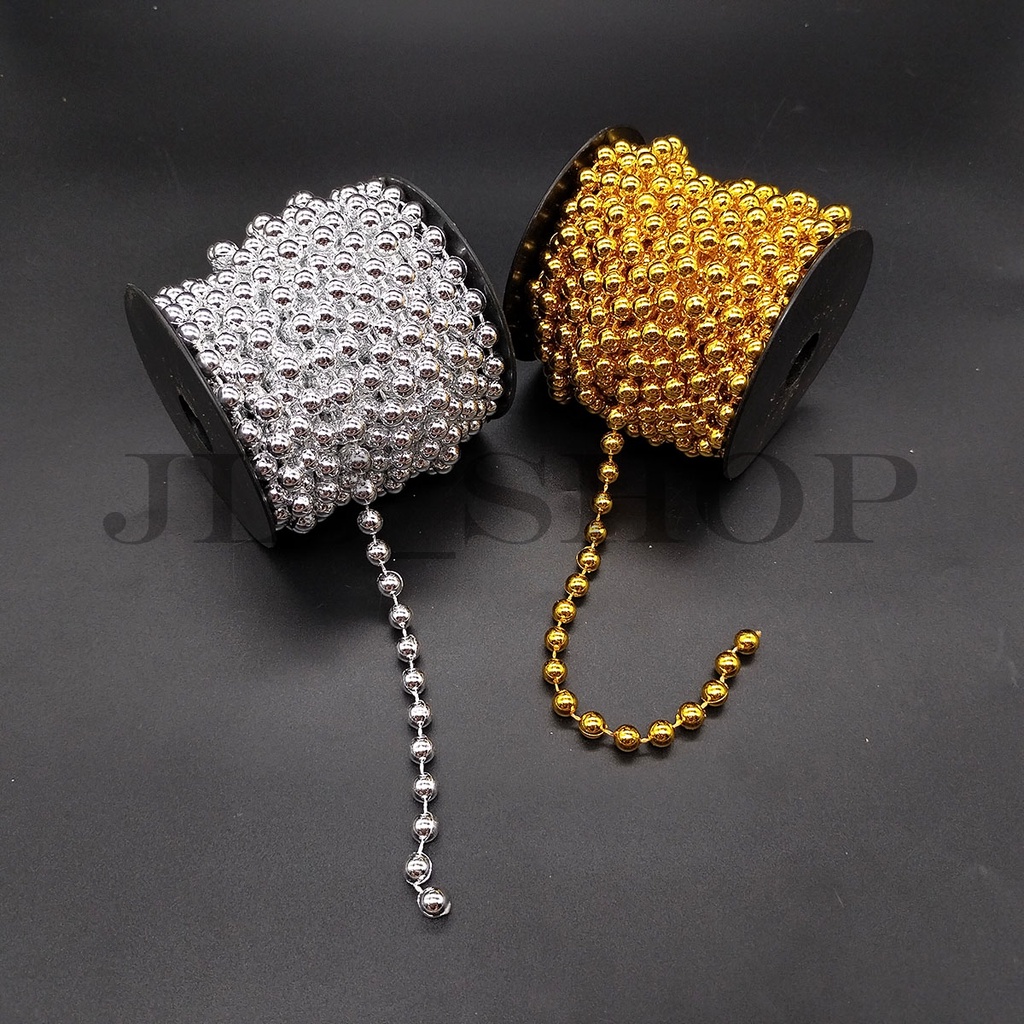 Mote lada renteng gold / silver 8mm (harga per rol)