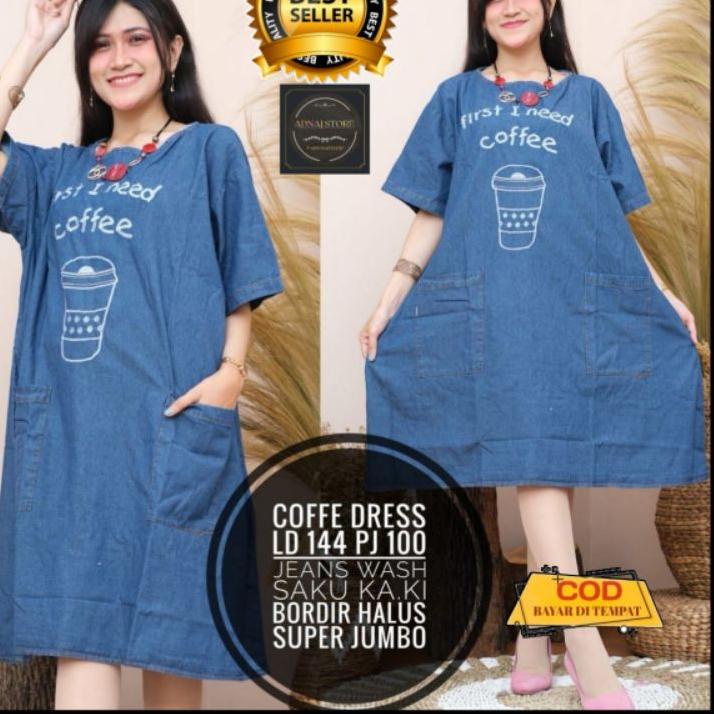 Ready dress jeans wanita /dress jeans jumbo/dress levis/dress jumbo big size/daster jeans/daster lev