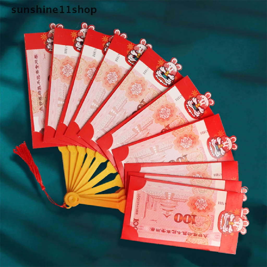 Sho 2023tahun Baru Kreatif Amplop Merah Bentuk Kipas Hongbao Festival Musim Semi Cina Saku Merah Harapan Terbaik Keberuntungan Kantong Uang Hadiah Tas N