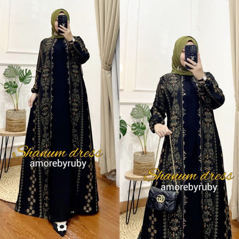 toko weny gamis pesta elegan simple kekinian edisi shanum dress produk amor by ruby