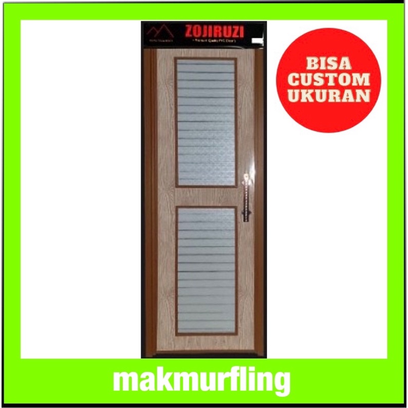 Pintu kamar mandi custom coklat muda motif garis