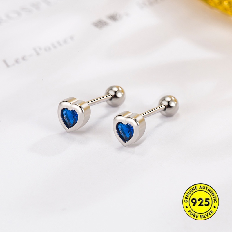 Anting Tusuk Zircon Hati Pengasih Berwarna Untuk Wanita Ukuran Kecil 4mm U1454