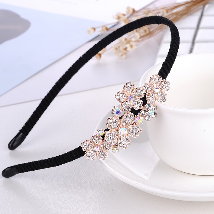 Bando Style Korea Bandana Diamond Bendo Headband Motif Bunga Jepit Rambut Impor