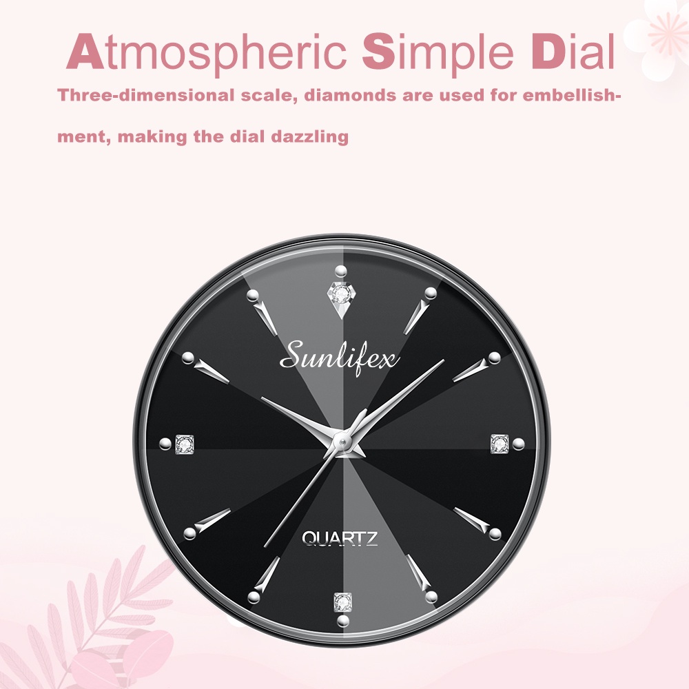 Sunlifex Jam Tangan Couple 9090-M+SL9090-W Stainless Steel Berlian Anti Air Analog Bisnis Kuarsa Jam Tangan Wanita/Pria-6