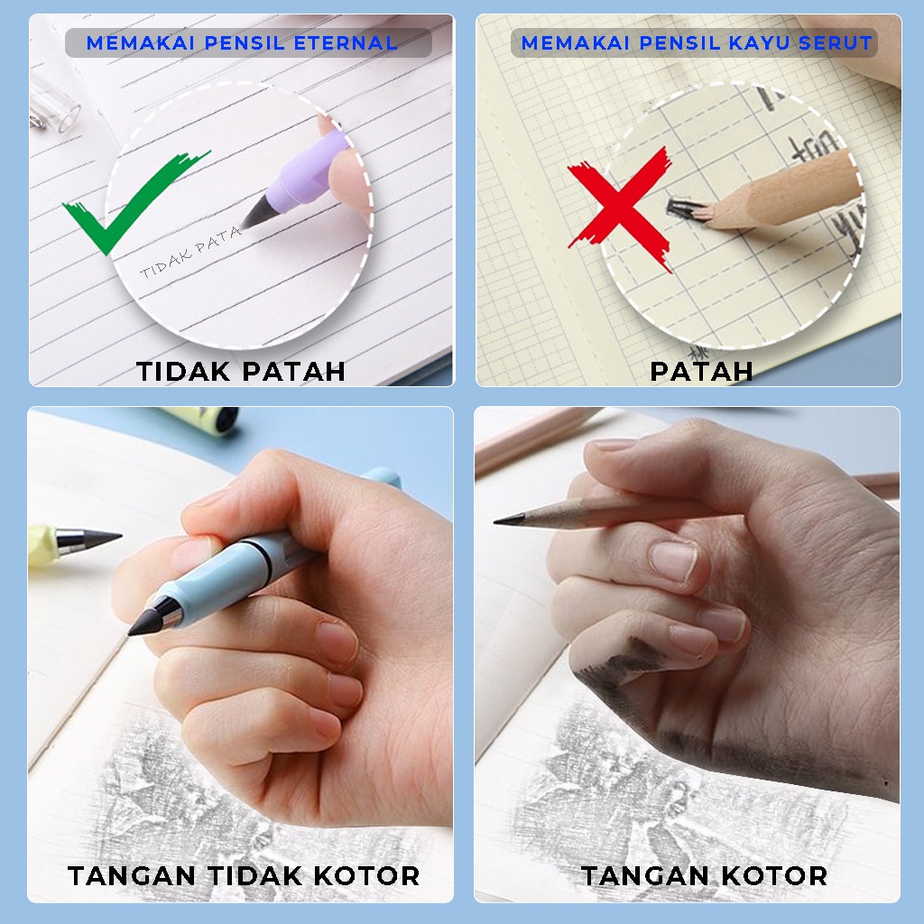 Pencil Eternal Pinsil Sekolah Unlimited Pensil Penghapus Pembersih Alat Tulis Gambar Tanpa Batas Eternal Pencil | GROSIRXPRESS