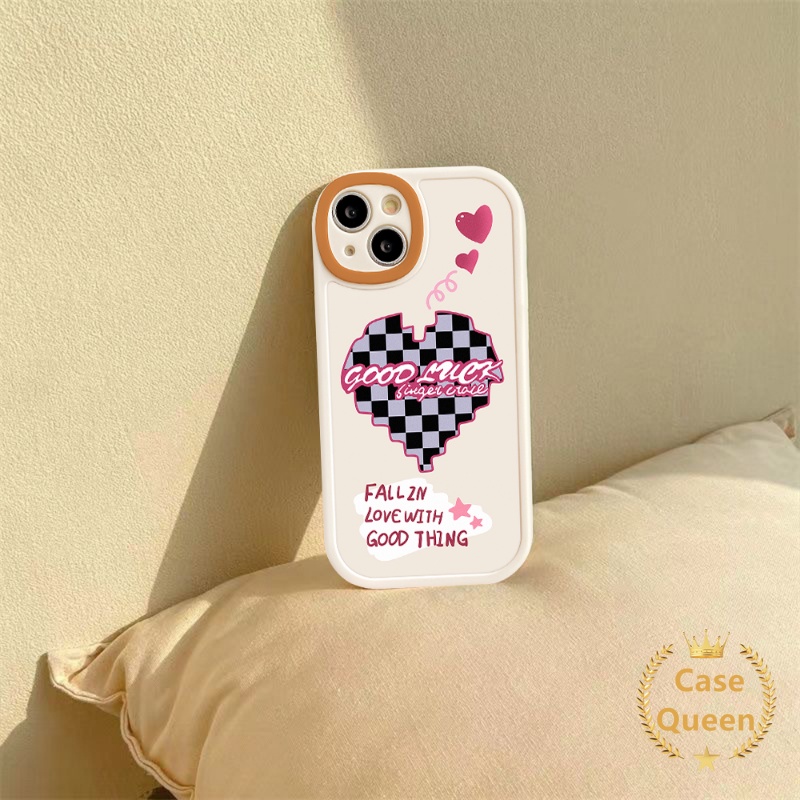 Couple Smile Love Hati Chessboard Casing Redmi Note10 8 11 9 Plus 10s 9s 11s 8Pro Redmi 12C A1 9 10 9T 10A 9A 10C 9C NFC Mi 12 11 Lite 11T Pro PO CO M3 X3 NFC Soft Casing TPU